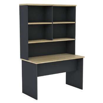 EkoSystem Desk with Hutch – New Oak / Charcoal