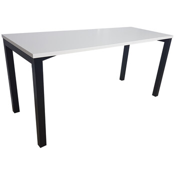 Elite Straight Office Desk Black Frame White Top