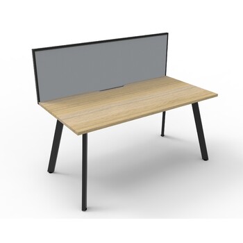 Eternity 1 Person Single Sided Workstation With Screen Black Frame Natural Oak Top