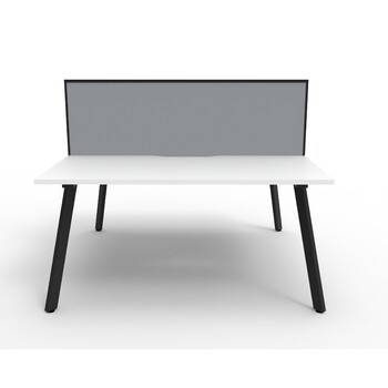 Eternity 2 Person Double Sided Workstation With Screen Black Frame White Top