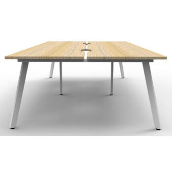 Eternity 4 Person Double Sided Workstation White Frame Natural Oak Top