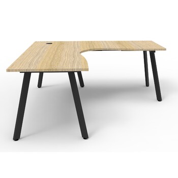 Eternity Corner Workstation Black Frame New Oak Top