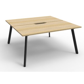 Eternity 2 Person Double Sided Workstation Black Frame Natural Oak Top