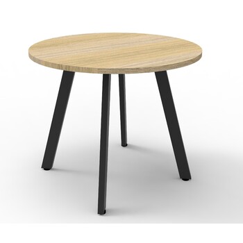 Eternity Round Meeting Table Black Frame New Oak Top