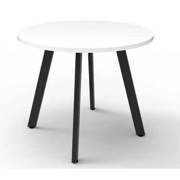 Eternity Round Meeting Table Black Frame White Top