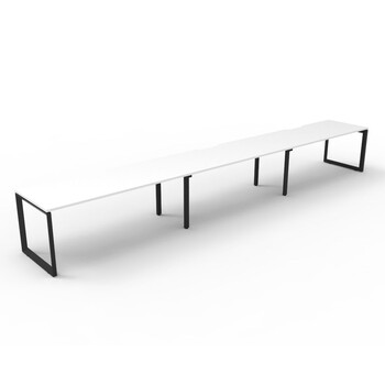 Deluxe Rapid Infinity 3 Person Single Sided Workstation Black Frame White Top