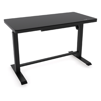 Luxe Black Electric Height Adjustable Desk - Glass Top, LED Display, USB Ports
