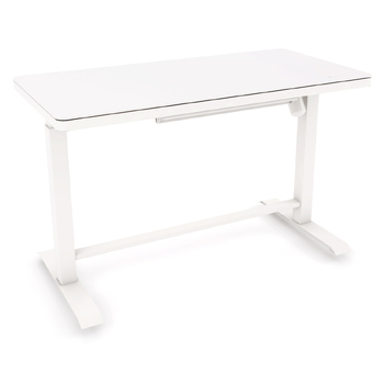 Luxe White Electric Height Adjustable Desk - Glass Top, LED Display, USB Ports