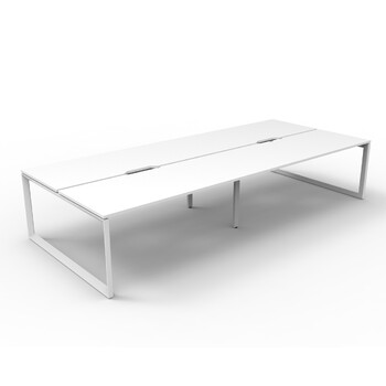 Deluxe Rapid Infinity 4 Person Double Sided Workstation White Frame White Top