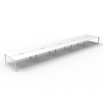 Deluxe Rapid Infinity 10 Person Double Sided Workstation White Frame White Top