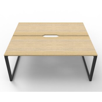 Deluxe Rapid Infinity 2 Person Double Sided Workstation Black Frame Natural Oak Top