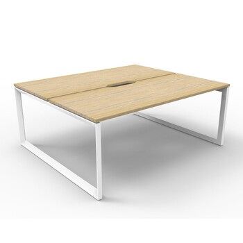 Deluxe Rapid Infinity 2 Person Double Sided Workstation White Frame Natural Oak Top