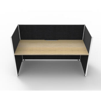 Shush30 1 Person Desk with Screen Hung Top Black Screen New Oak Top [Top: 1200mm W x 750mm D x 25mm T, Screen Height: 1500mm Tall]
