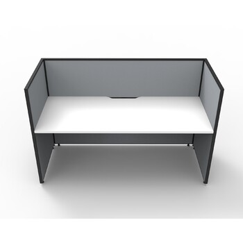 Shush30 1 Person Desk with Screen Hung Top Grey Screen White Top