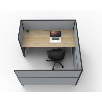 SHUSH30 1 Person Cubicle Grey Screen Natural Oak Top
