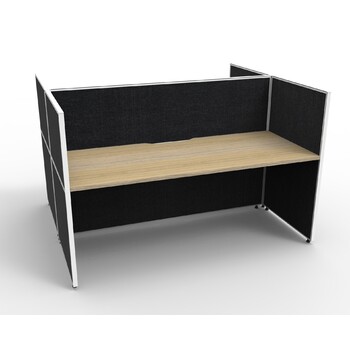 Shush30 2 Person Desk with Screen Hung Top Back to Back Black Screen Natural Oak Top [Screen Height: 1200mm] [size: 1800mm W x 750mm D x 25mm T]
