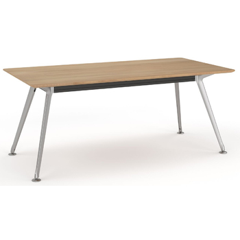 Team Beech Executive Boardroom Table - Polished Alloy Frame