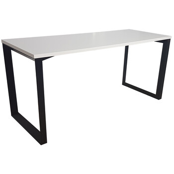 Unity Straight Office Desk Black Frame White Top