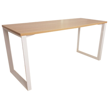 Unity Straight Office Desk White Frame New Oak Top