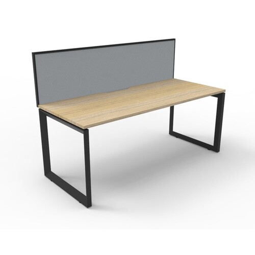 Deluxe Rapid Infinity 1 Person Single Sided Workstation With Screen Black Frame Natural Oak Top [size: 1200mm W x 780mm D x 730mm H]