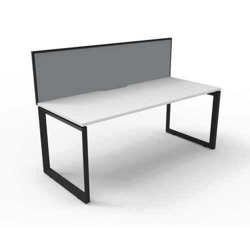 Deluxe Rapid Infinity 1 Person Single Sided Workstation With Screen Black Frame White Top [size: 1800mm W x 780mm D x 730mm H] [Screen Colour: Grey]