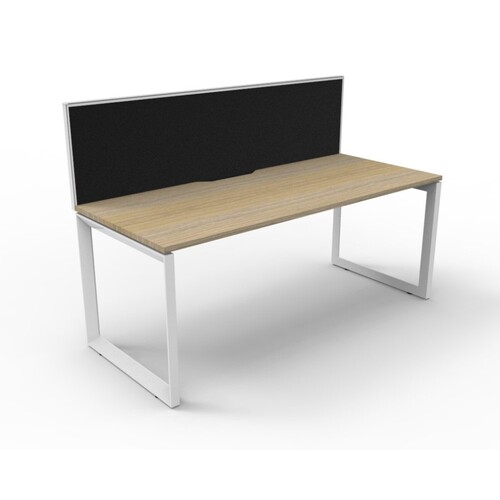 Deluxe Rapid Infinity 1 Person Single Sided Workstation With Screen White Frame Natural Oak Top [size: 1800mm W x 780mm D x 730mm H] [Screen Colour: B