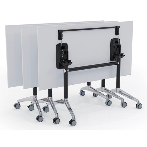 Modulus Flip Top Mobile Table - 1600 x 750 - Poles & Rails: Black