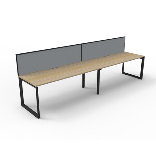 Deluxe Rapid Infinity 2 Person Single Sided Workstation With Screen Black Frame Natural Oak Top [size: 3600mm W x 780mm D x 730mm H] [Screen Colour: B
