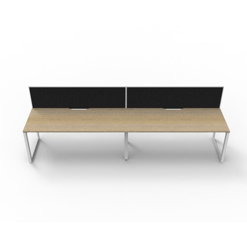 Deluxe Rapid Infinity 2 Person Single Sided Workstation With Screen White Frame Natural Oak Top [size: 3600mm W x 780mm D x 730mm H] [Screen Colour: B