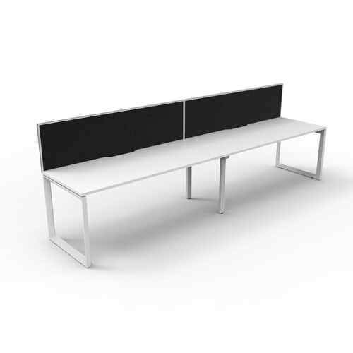 Deluxe Rapid Infinity 2 Person Single Sided Workstation With Screen White Frame White Top [size: 2400mm W x 780mm D x 730mm H] [Screen Colour: Black]