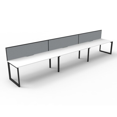 Deluxe Rapid Infinity 3 Person Single Sided Workstation With Screen Black Frame White Top [size: 3600mm W x 780mm D x 730mm H]