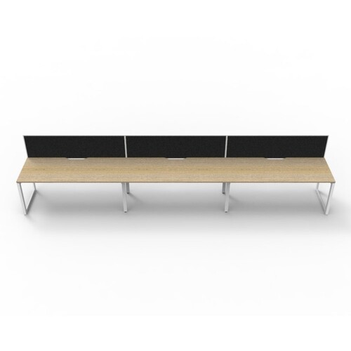 Deluxe Rapid Infinity 3 Person Single Sided Workstation With Screen White Frame Natural Oak Top [size: 3600mm W x 780mm D x 730mm H]