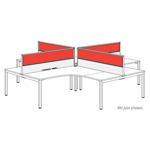 Axis 4 Person Corner Workstation with Red Screens - 1800 x 1800 x 600