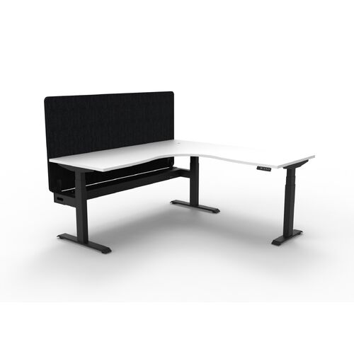 Boost+ Corner Workstation with Cable Tray and Black Screen - 1500 x 1500 x 750 - White Top - Black Frame