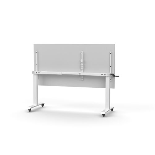 Boost Crank Manual Height Adjust Flip Top Table [size: 1500mm x 750mm] [Desk Top Colour: Natural White] [Frame Colour: White]