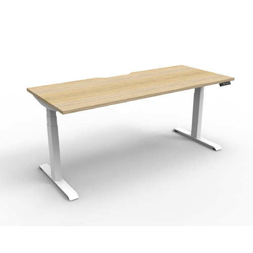 Boost+ Electric Height Adjustable Sit Stand Desk - 1800 x 750mm New Oak Top with White frame and no cable tray