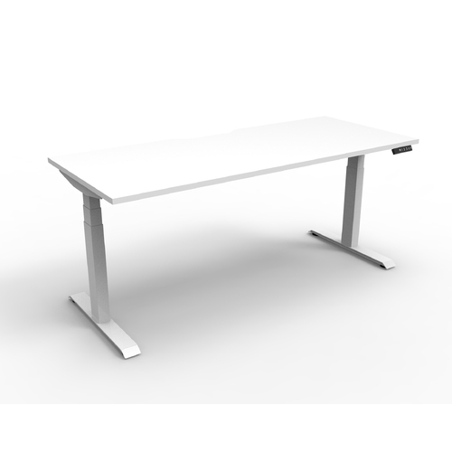 Boost+ Electric Height Adjustable Sit Stand Desk - 1800 x 750mm White Top with White frame and no cable tray