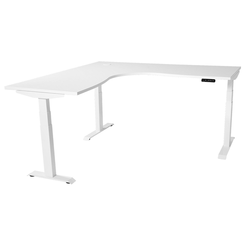 Boost+ Dual Motor Corner Electric Sit Stand Desk [Add Cable Tray: No] [Desktop Size: 1500mm x 1800mm] [Frame Colour: White] [Top Colour: White]