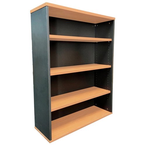 Express Office Bookcase - 1200mm High - Beech/Ironstone