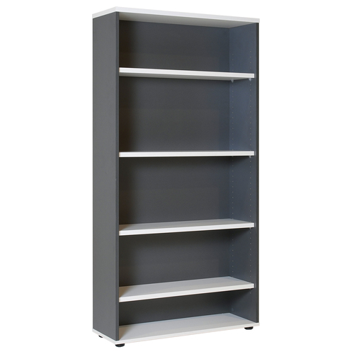 Express White & Ironstone Office Bookcase - 1800mm High