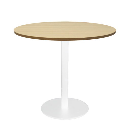Round Melamine Meeting Table [Top Colour: Natural Oak] [Base Colour: White] [Diameter: 900mm]