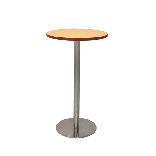 Circular Dry Bar Table with flat Disc Base [Base Colour: Silver] [Top Colour: Beech]