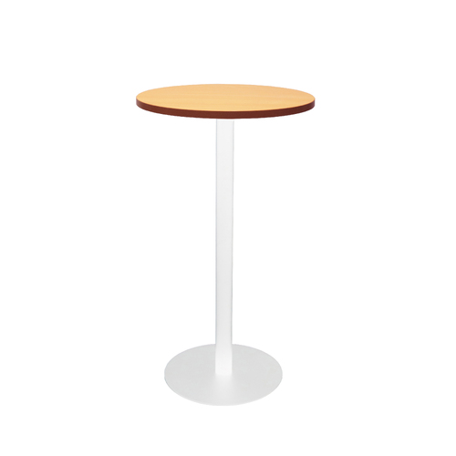 Circular Dry Bar Table with flat Disc Base [Base Colour: White] [Top Colour: Beech]