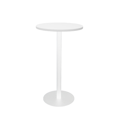 Circular Dry Bar Table with flat Disc Base [Base Colour: White] [Top Colour: White]