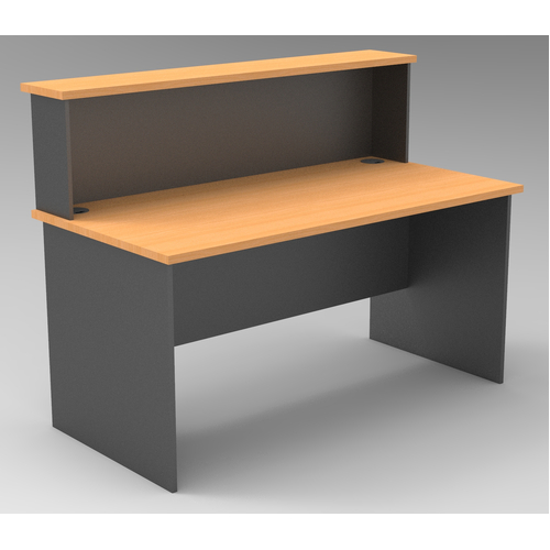 Express Straight Office Reception Desk and Hob - 1500mm x 750mm Desk - Beech & Ironstone