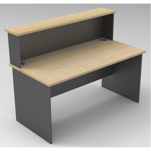 Express Straight Office Reception Desk and Hob - 1500mm x 750mm Desk - New Oak & Ironstone