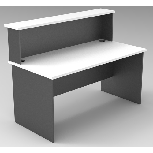 Express Straight Office Reception Desk and Hob - 1500mm x 750mm Desk - White & Ironstone