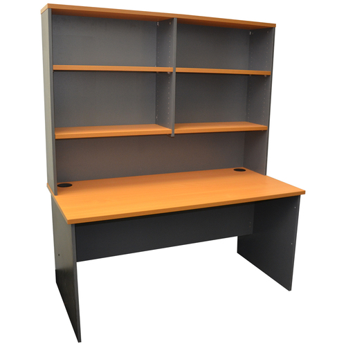 Express Straight Desk with Hutch - 1800 x 900 - Beech/Ironstone