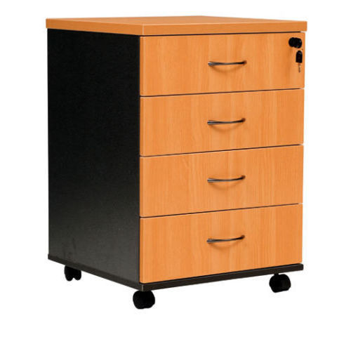 Express 4 Drawer Mobile Pedestal - Beech/Ironstone