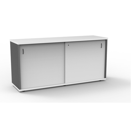 Express Sliding Door Credenza White & Ironstone - 1200 x 450